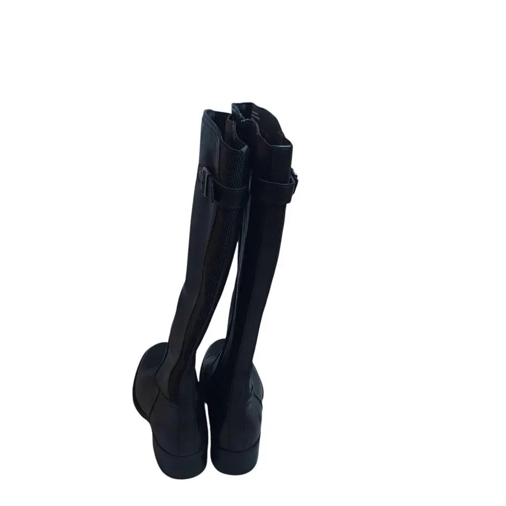 Born Boots Womens SZ 6M BLK Carran Riding Leather Knee High Side Zip‎ Comfort